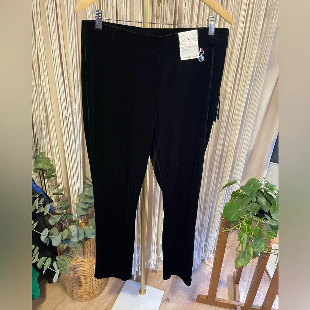 NWT Tommy Hilfiger stretch black velvet tapered ankle length pants size 16 - Picture 7 of 8